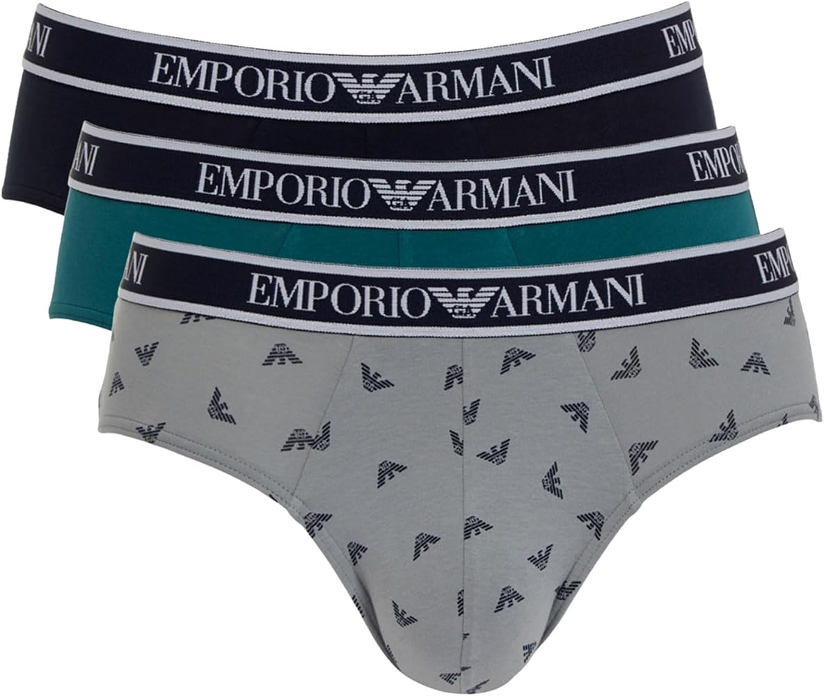 Emporio Armani Men's Core Logoband Brief - 3 Pack, 1117343, Marine/Mediterranean, S