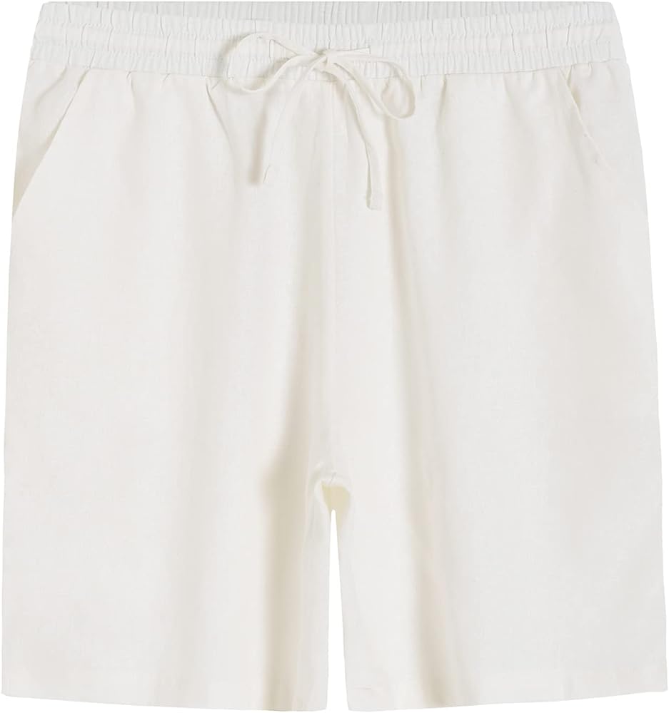 Weintee Men's 7" Inseam Linen Shorts with Pockets