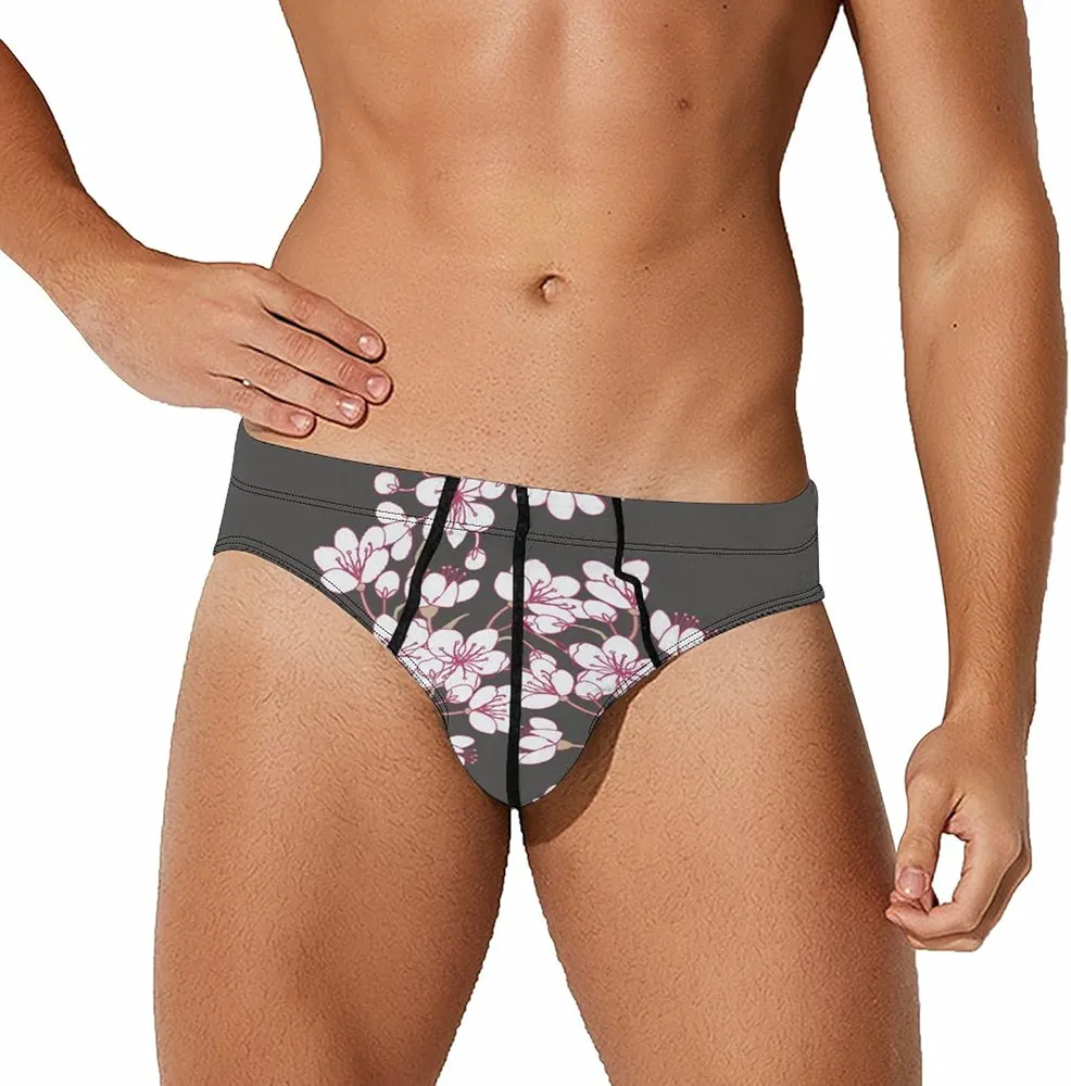 Cherry Blossom Men's Underwear Briefs Breathable Underpants with Stretch Waistband