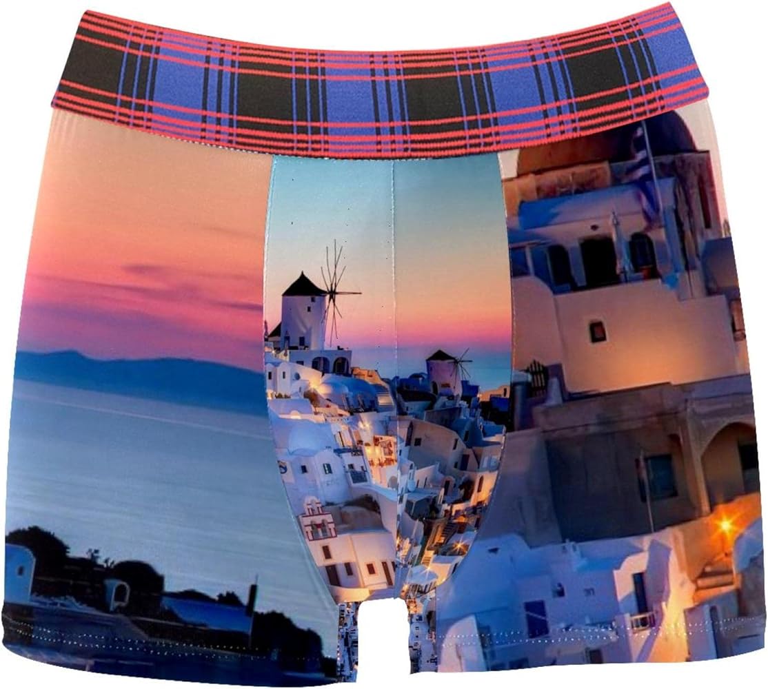 Boxer Briefs Greece Santorini Caldera (4) Men Underwear Short Leg Polyester Spandex