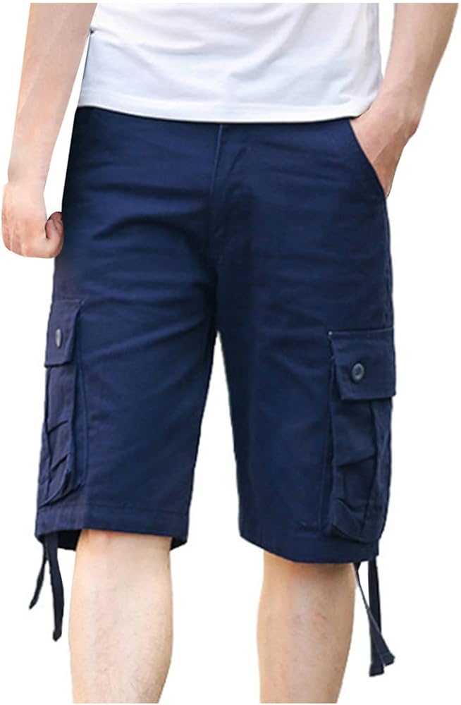 Mens Camo Cargo Shorts Classic Fit Workwear Multi Pockets Linen Shorts Summer Casual Cotton Work Shorts Sports