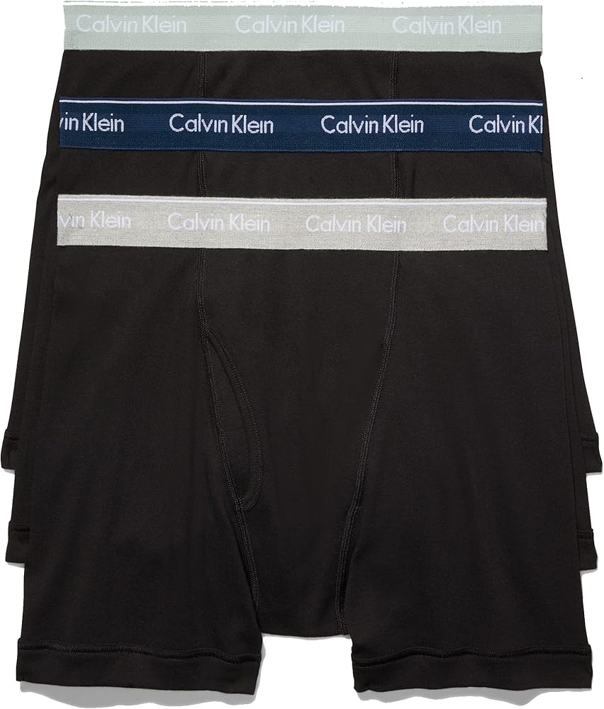 Calvin Klein Men's Underwear Cotton 3-Pack Boxer Brief, Black Bodies W/Classic Navy, SAGE Meadow, Grey Heather, XX-Large