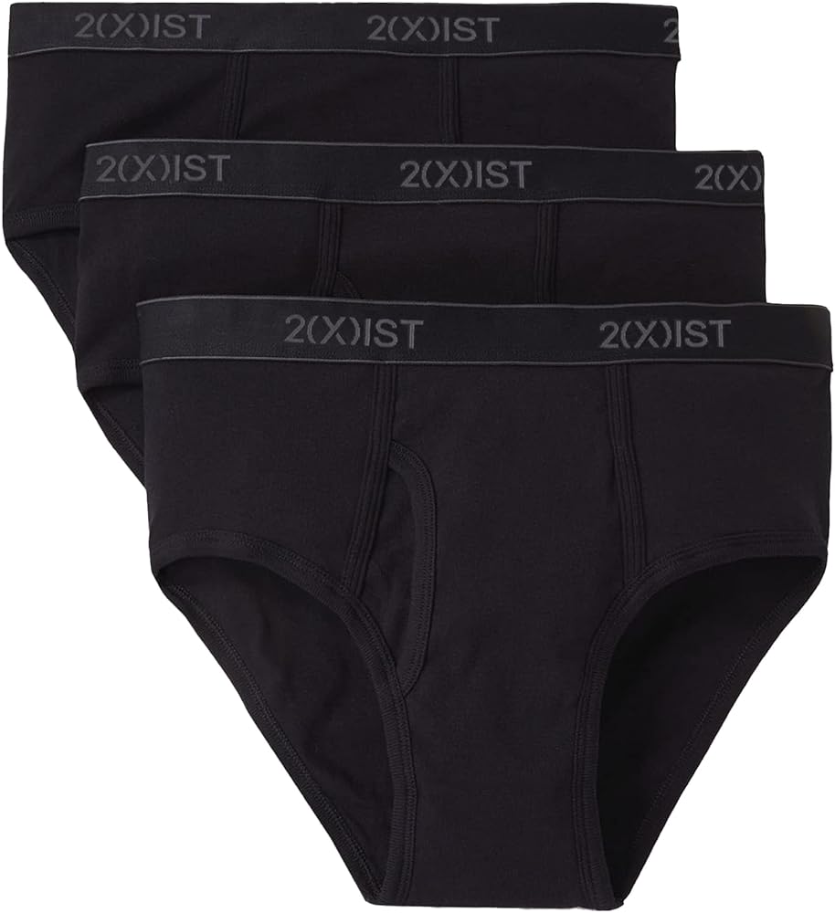 2(X)IST mens Essential Cotton Fly Front Brief 3-pack