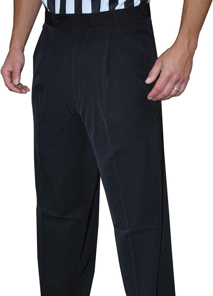 Smitty Men's Basketball Premium 4-Way Stretch Pleated Front Tapered FIT Officials Pants - Slash Pockets