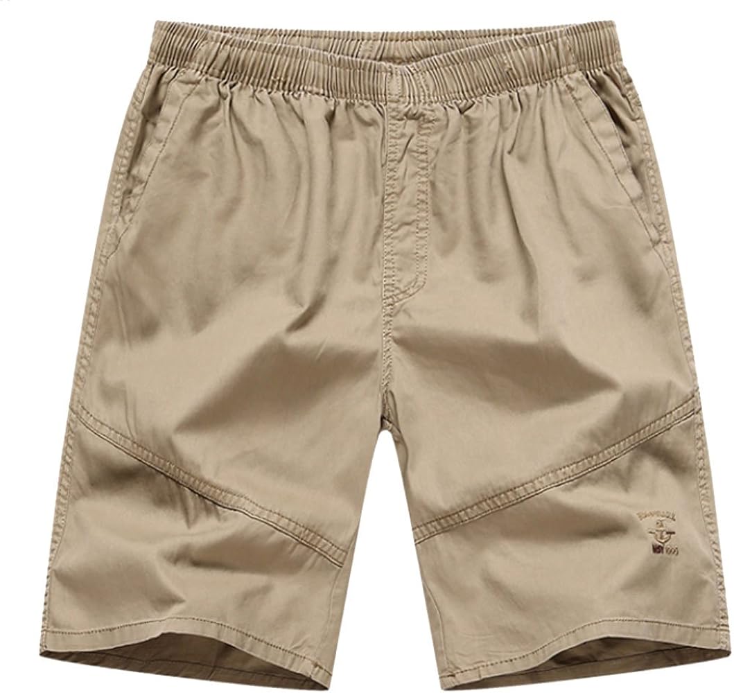 YGT Men's Cotton Full Elastic waist Cargo Performance Baseline Short