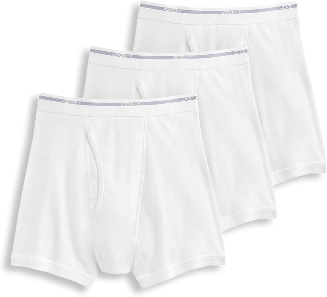 Jockey Men's Underwear Lightweight Classic Boxer Brief - 3 Pack, white, S