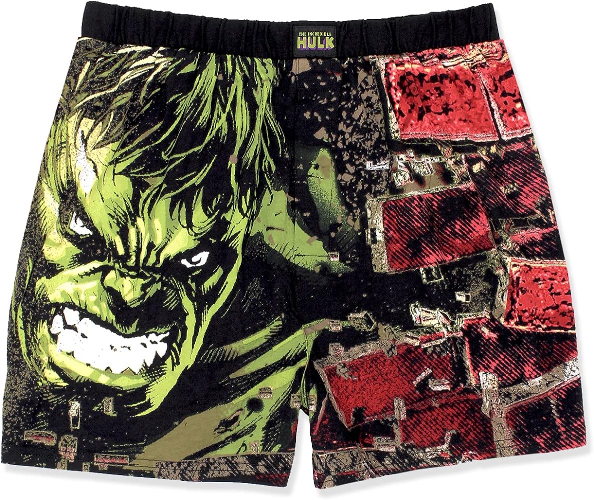 Marvel The Incredible Hulk Smash Brick Comic Style Men's Boxer Lounge Shorts