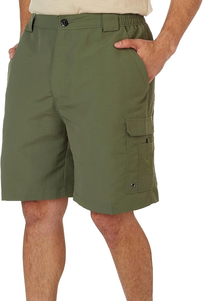 Reel Legends Mens Solid Bonefish UPF 50 Cargo Shorts X-Large Beetle green