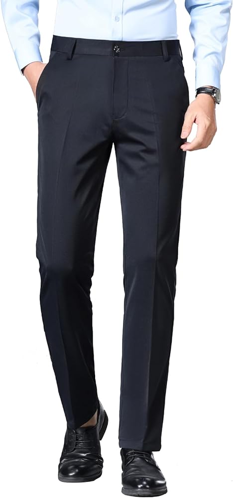 Men's Slim Fit Dress Pants Casual Business Wrinkle Free Comfor Stretch Dress Pants navy,40