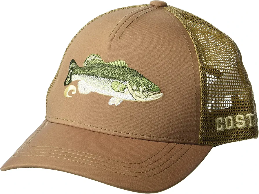 Costa Del Mar Unisex Adult Bass Stitched Trucker Hat, Working Brown