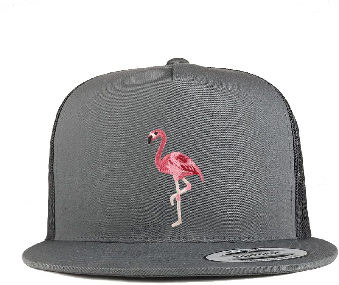 Trendy Apparel Shop Flamingo Patch 5 Panel Flatbill Trucker Cap