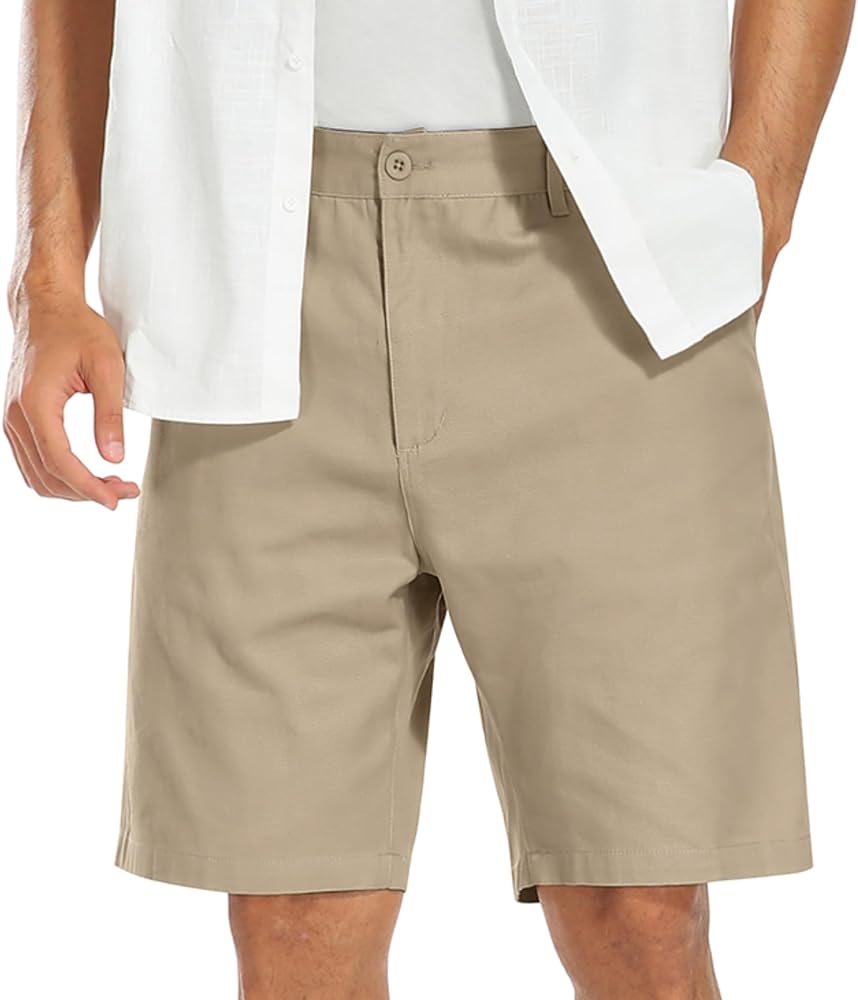 COOFANDY Mens Casual Shorts Cotton Flat Front Shorts Chino Drawstring Shorts with Pocket