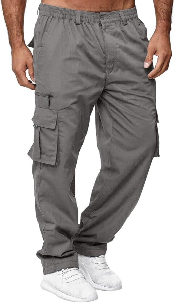 Cargo Pants for Men Work, Mens Cargo Pants Relaxed Fit Sport Pants Jogger Sweatpants Outdoor Trousers with Pockets