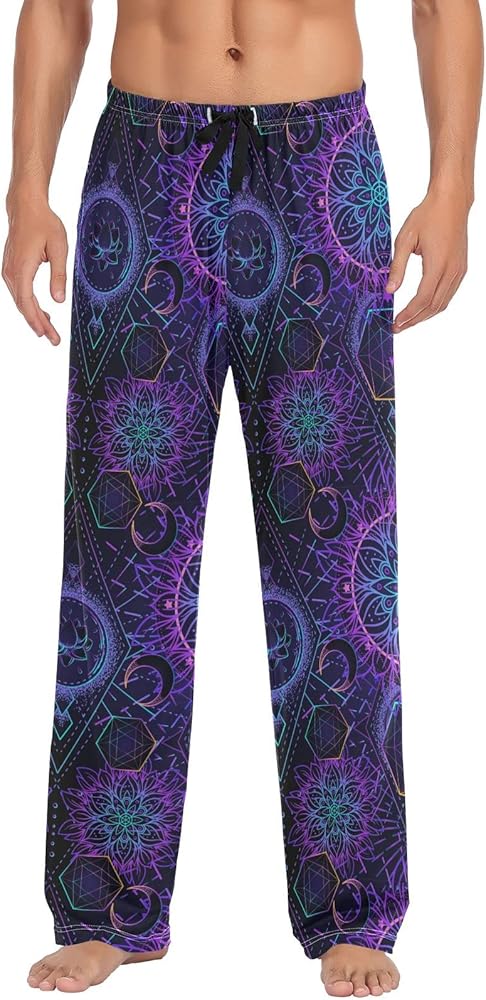 ALAZA Men's Sacred Geometry Drawstring Pants Elastic Waist