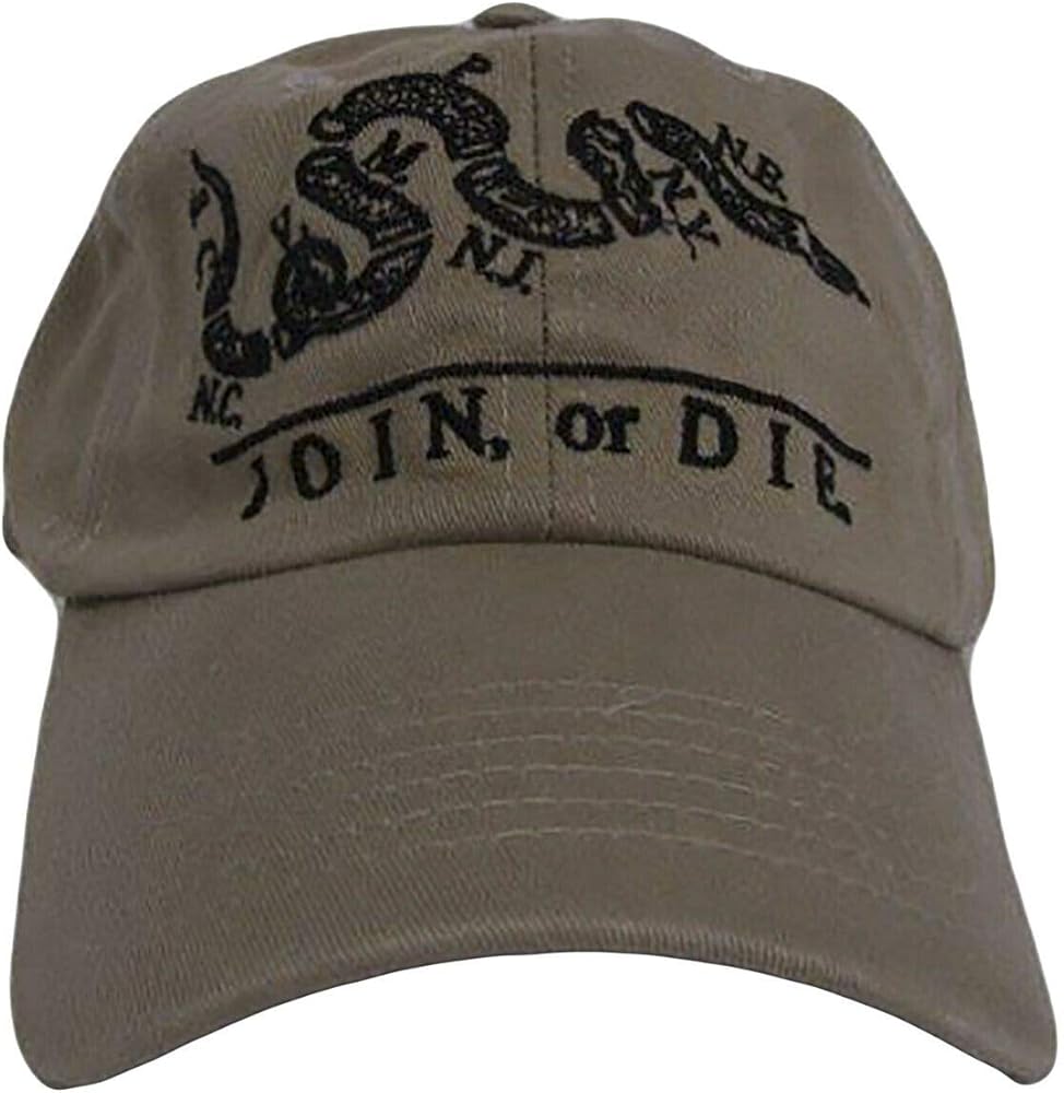 Join or Die Benjamin Franklin Beige Khaki Tea Party Embroidered Baseball Hat Cap (RUF)