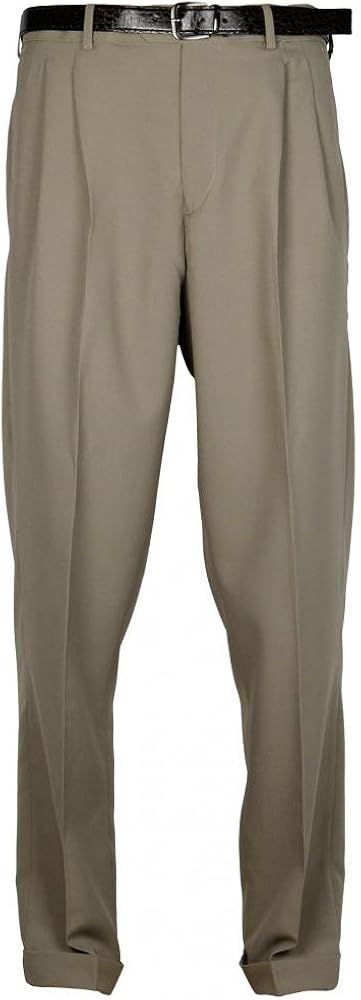 Bocaccio Mens Pleated Dress Pants 42x34 Taupe