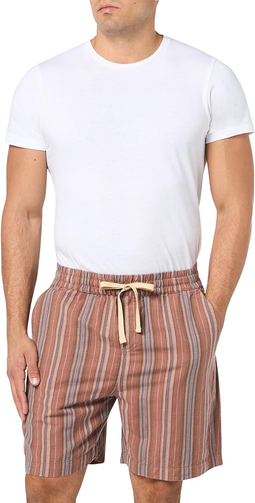 Lucky Brand Men's 7" Striped Linen Pull-on Shorts