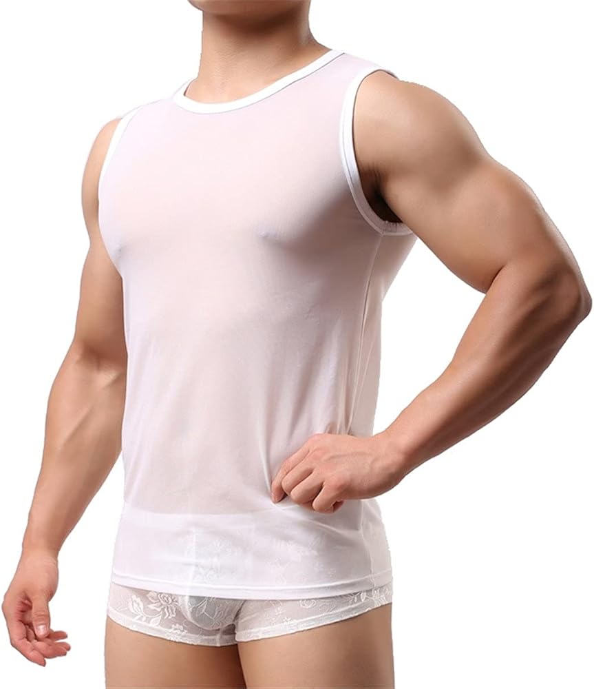 Sexy Men's Underwear Shirts T-Shirt Tank Top Fishnet Clubwear Mesh Undershirt