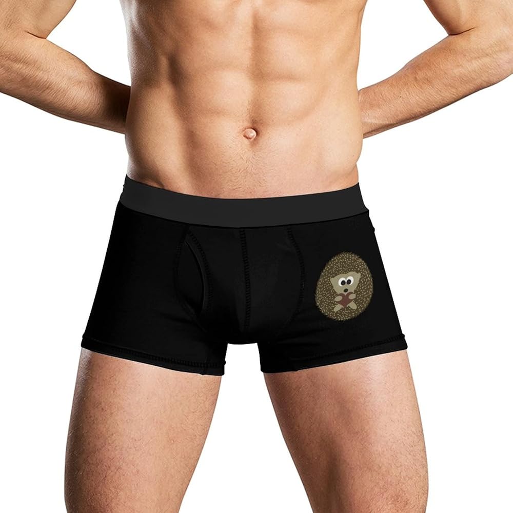 Hedgehugs Brown Hedgehog Men's Soft Underwear Breathable Boxer Briefs Casual Stretch Trunks