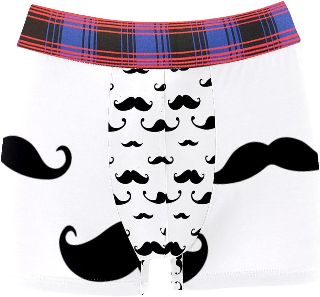 Boxer Briefs Hipster Mustache Men Underwear Short Leg Polyester Spandex