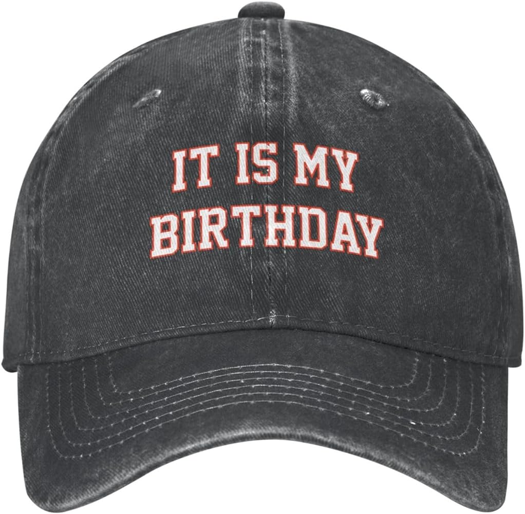 Happy Birthday Baseball Cap, Washed Denim Hat Adjustable Sports Hats for Birthday Party Men Women