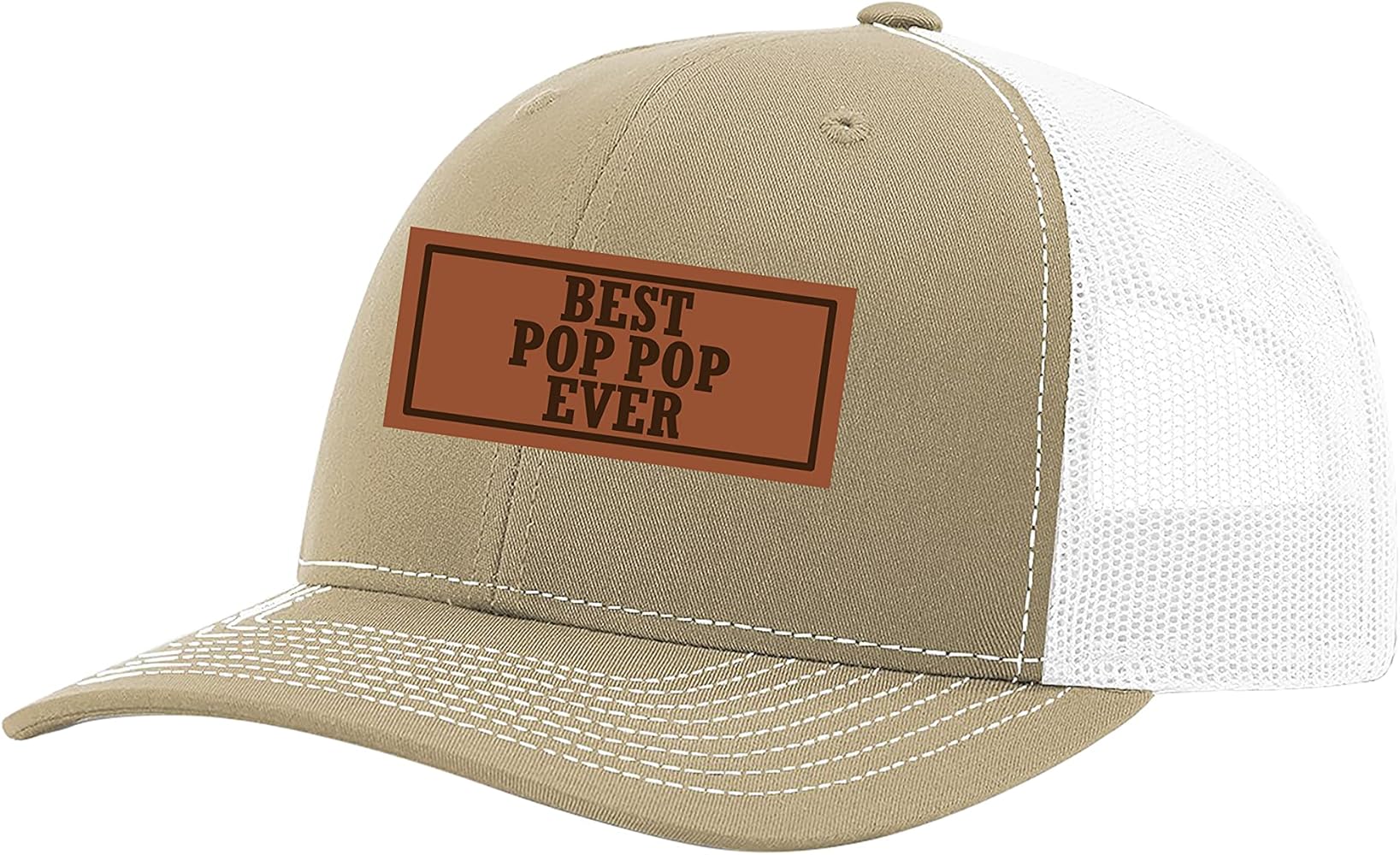 Men's Best Dad Ever Father's Day Laser Engraved Leather Patch Trucker Hat