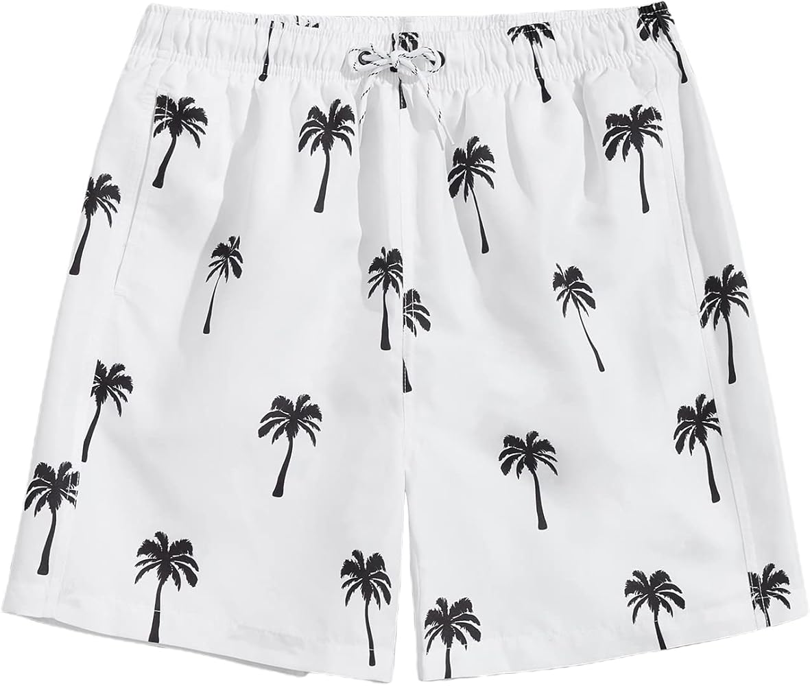 Floerns Men's Summer Tropical Drawstring Waist Bermuda Shorts with Pocket