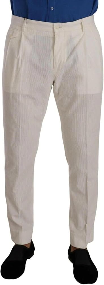 Dolce & Gabbana White Corduroy Cotton Men Tapered Men's Pants