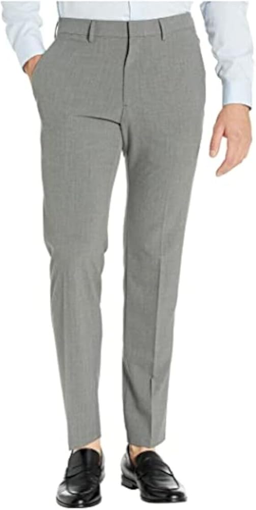 Kenneth Cole Men's Stretch Check Slim Fit Flat Front Flex Waistband Dress Pants