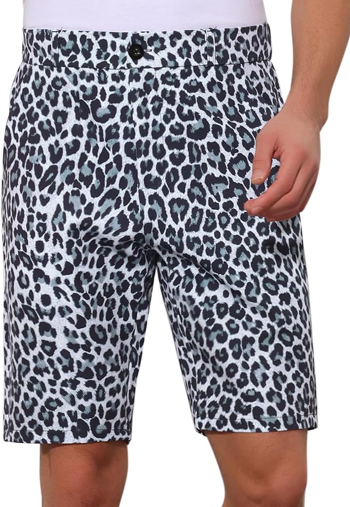 Lars Amadeus Animal Pattern Shorts for Men's Summer Regular Fit Flat Front Animal Print Shorts