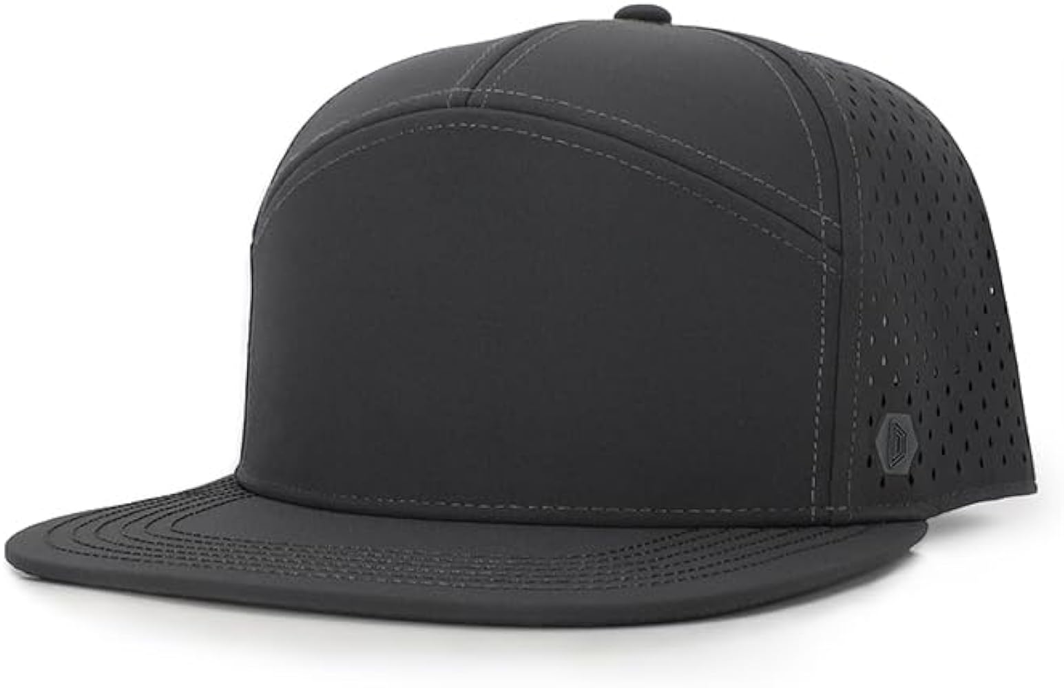 7 Panel, Flat Bill, Performance Snapback Hat, Water-Resistant Baseball Cap, Men & Women