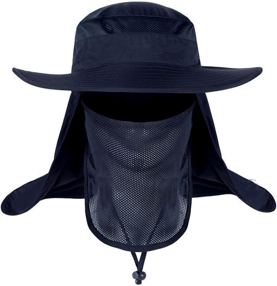 TopTie Summer UV Sun Protection Wide Brim Bucket Sun Hat with Removable Neck&Face Flap Cap Fishing Hat