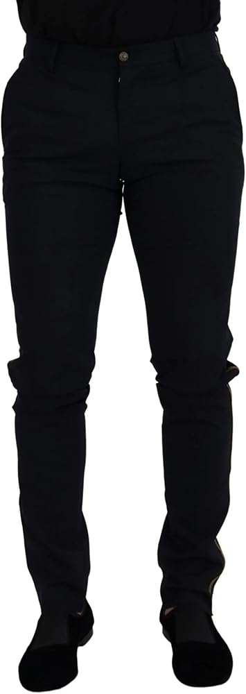 Dolce & Gabbana Black Wool Slim Formal Men's Pants