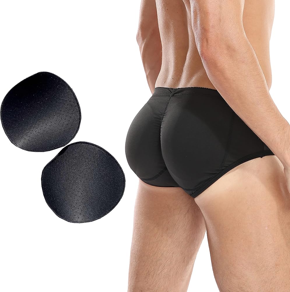 BIMEI Men 2PS Padded Underwear High WaistBriefs Boxers,Butt Lifting Panties Man Sponge Butt Hip Enhancer Shaper Underwear