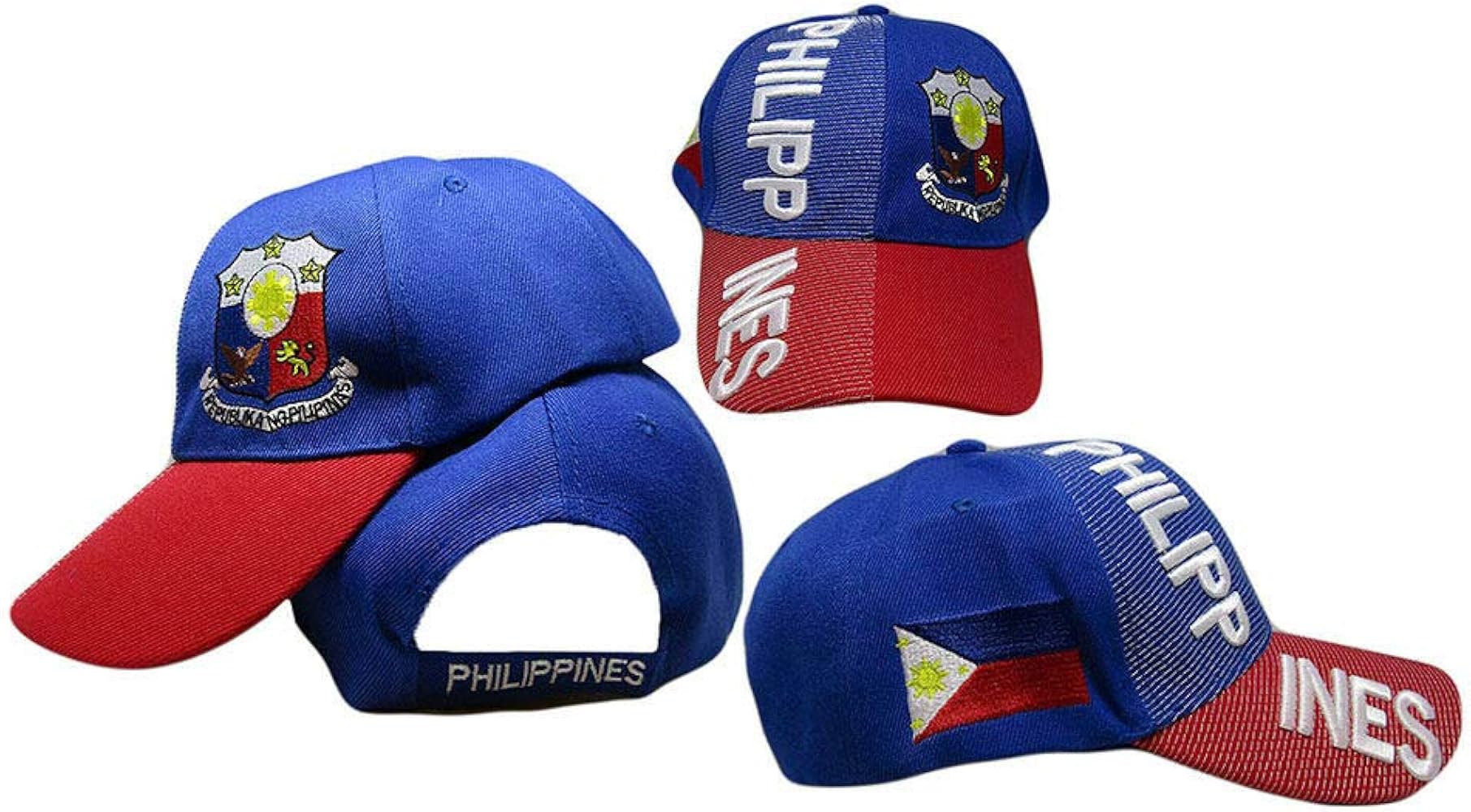 Trade Winds Philippines Country Letters Emblem Royal Blue Red Bill 3-D Embroidered Cap Hat