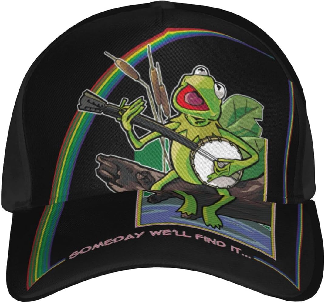 Kermit Cartoon The Frog Muppet Character Baseball Cap for Men Women Adjustable Trucker Hat Baseball Hat Casual Sun Hat Black