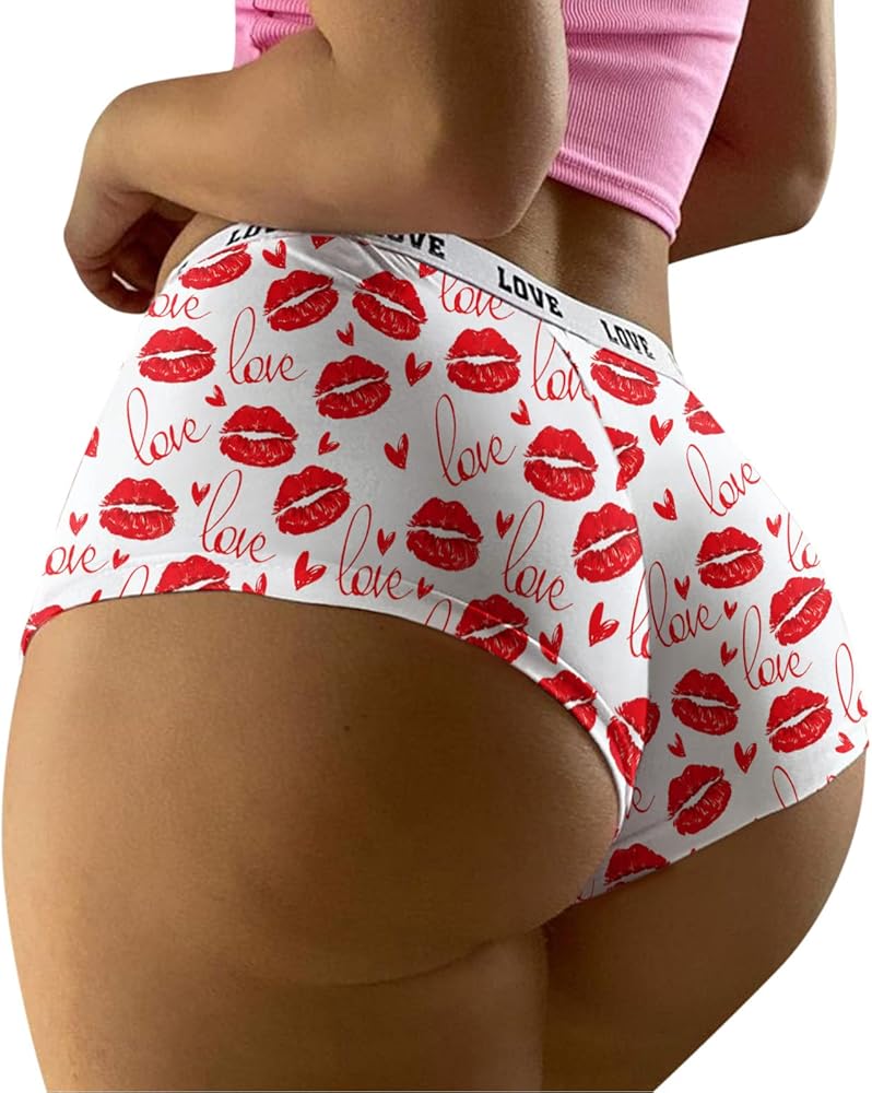 Valentines Day Men's Underwear Mens Boxer Briefs Stretchy Cotton Custom Boxer Underwear Funny Panties for Couple Tangas Bikini Panties Underpants Naughty for Sex Red