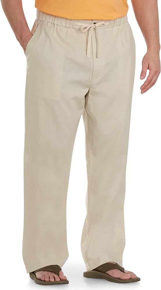 Oak Hill by DXL Men's Big and Tall Linen-Blend Drawstring Pants