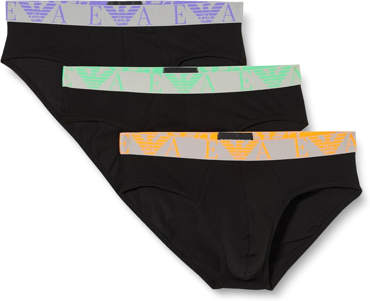 Emporio Armani Men's Stretch Cotton Bold Monogram 3-Pack Brief