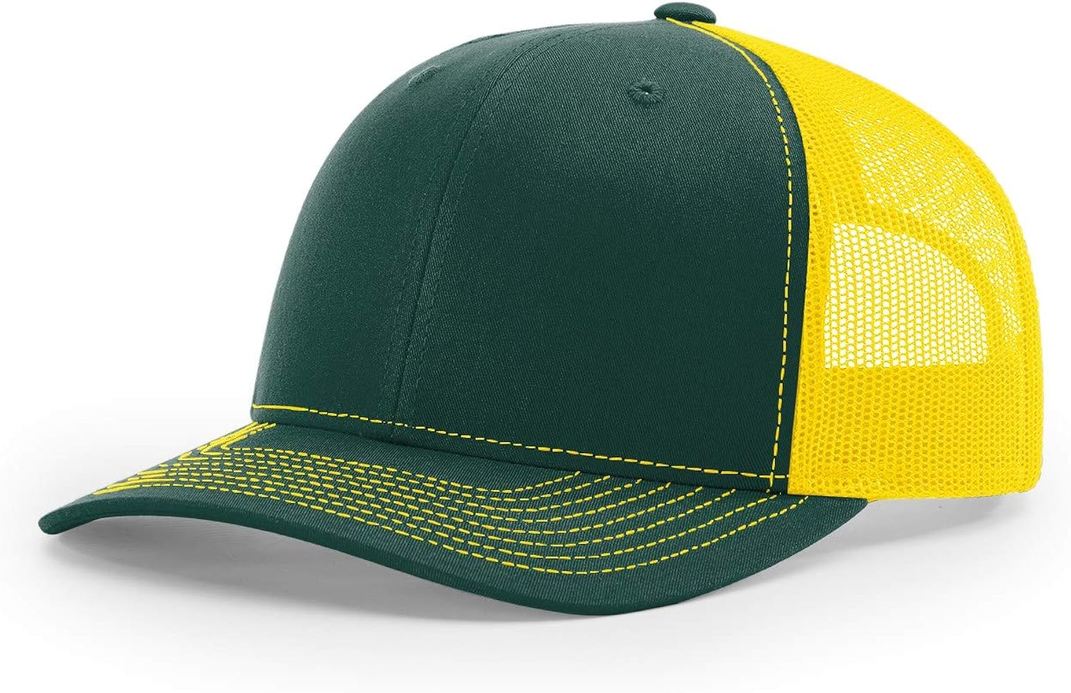 RICHARDSON 112 Trucker OSFA Baseball HAT Ball Cap Dark Green/Yellow