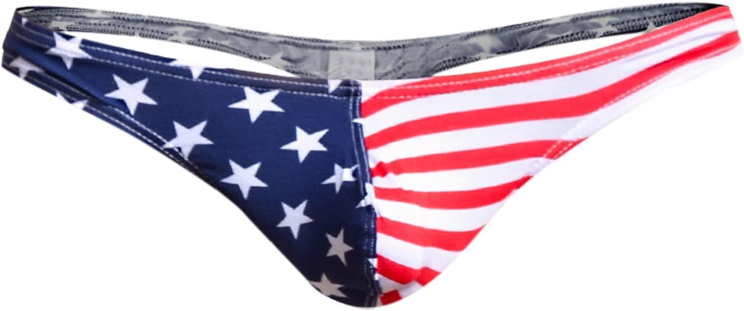 Mens G String Thongs USA Flag Stripe Star Printed Bulge Pouch Bikini Briefs Low Rise T Pants Lingerie