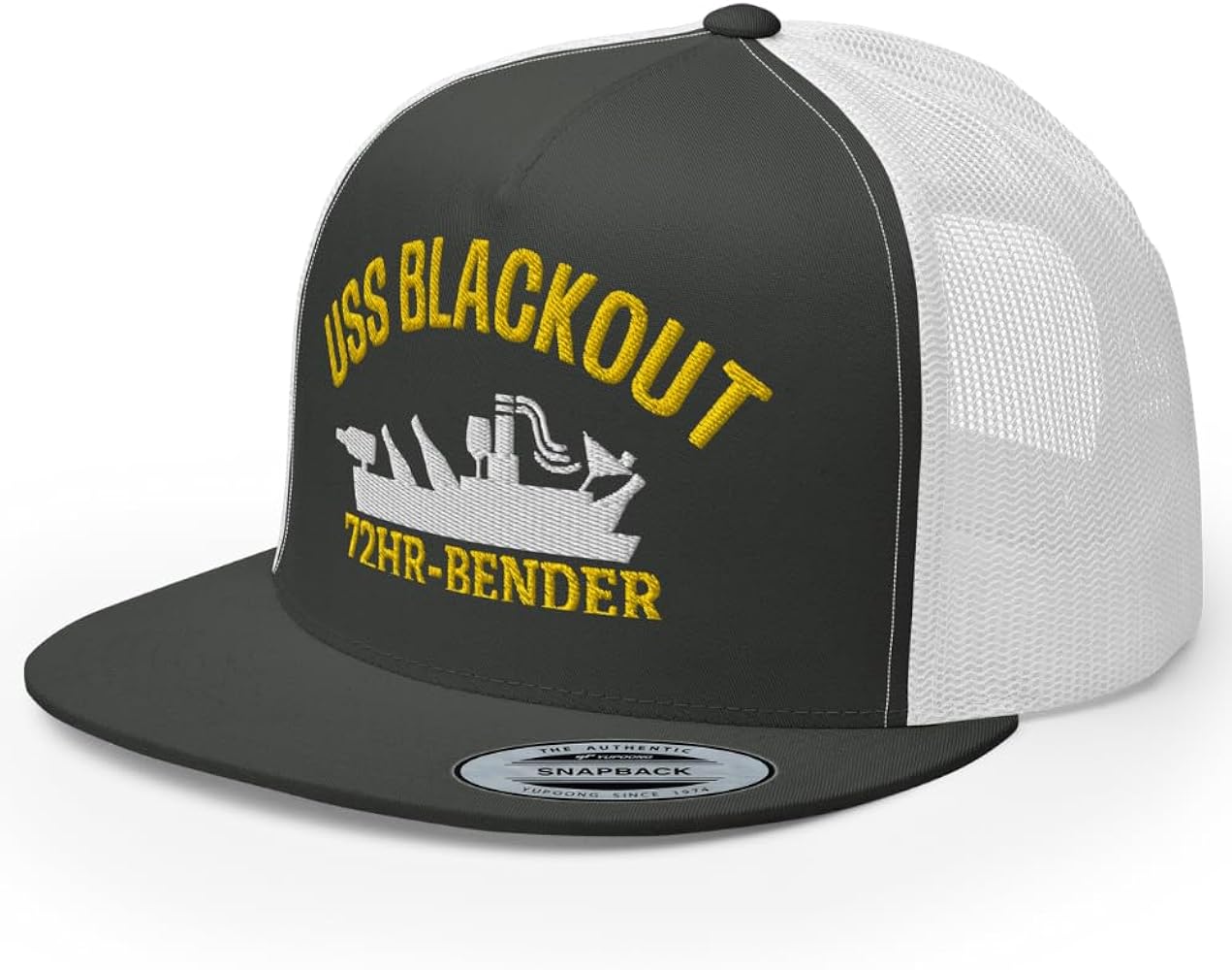 NG USS Blackout Embroidered Flat Bill Trucker Hat High Crown Adjustable Funny Captain Hat Party Cap