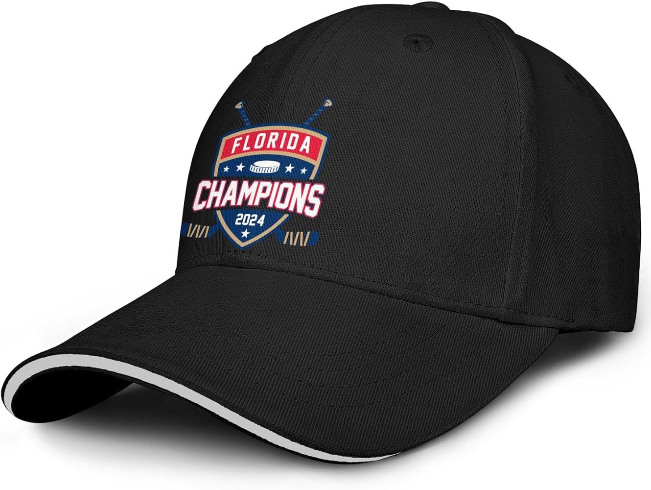 2024 World Puck Champs Florida Hat for Men Women, Ice Hockey Baseball Cap, Gifts for Sports Fans