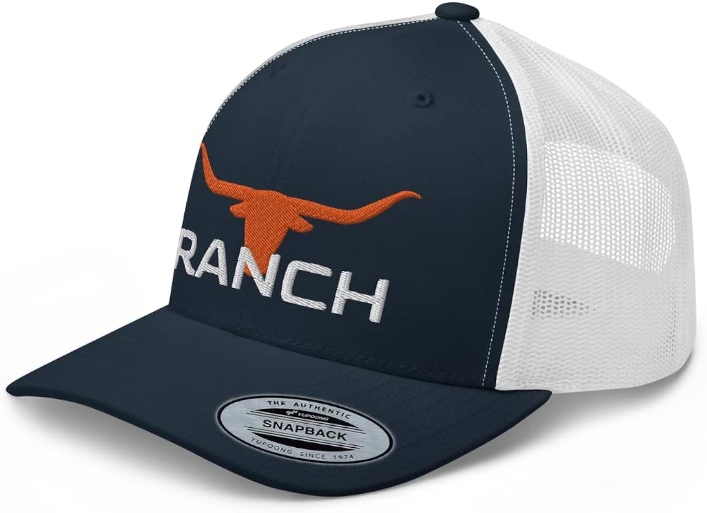 Ranch Texas Orange Longhorn Western Trucker Hat Country Rodeo Cowboy Farm Embroidered Snapback Baseball Cap