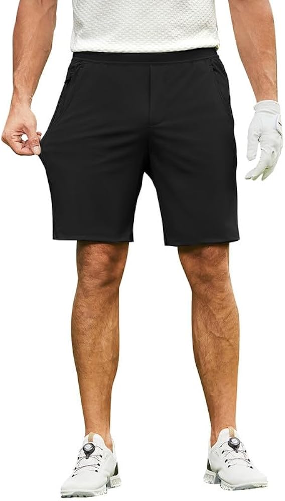 JMIERR Men's Golf Dress Shorts Flat Front Hybrid 7 Inch Lightweight Summer Casual Chino Short for Men with Pockets