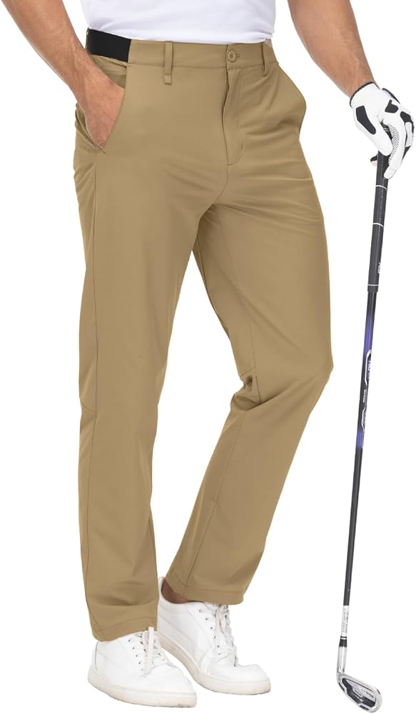 Gopune Men's Stretch Golf Pants Quick Dry Lightweight Outdoor Casual Dress Work Pants with Pockets