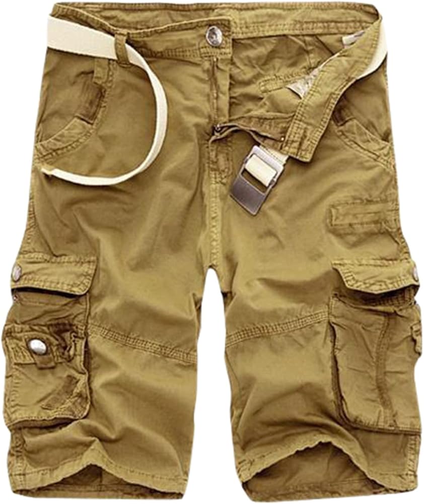 Cargo Shorts for Men Cotton Twill Multi-Pockets Work Shorts Summer Casual Plus Size Camo Hiking Khaki Board Shorts