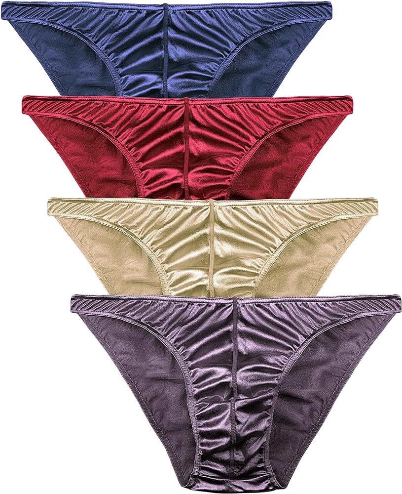 Barbra Lingerie Mens Satin Bikini Briefs Panties S to 3XL Silky Sexy Mens Underwear Multi Pack