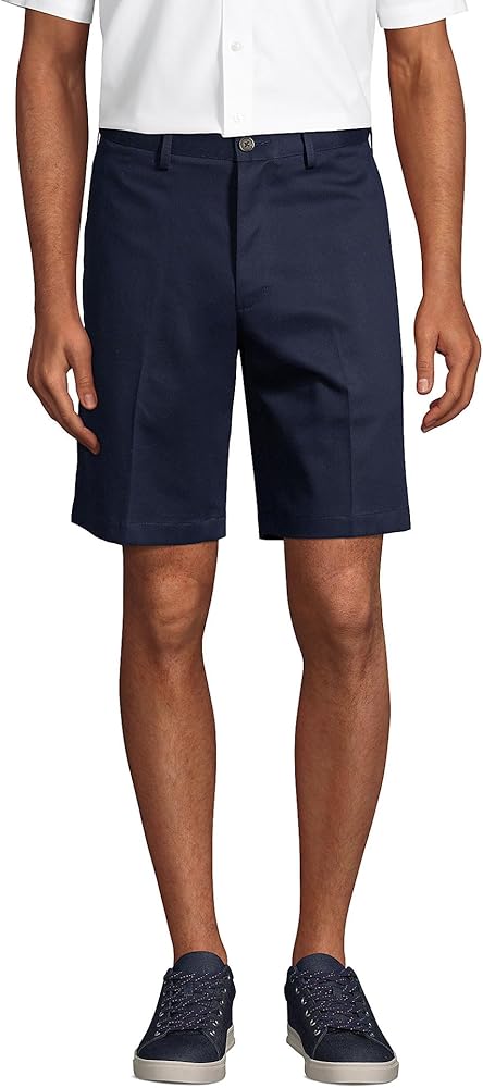 Lands' End Men s No Iron 9 Plain Front Comfort Waist Chino Shorts Radiant Navy Regular 35