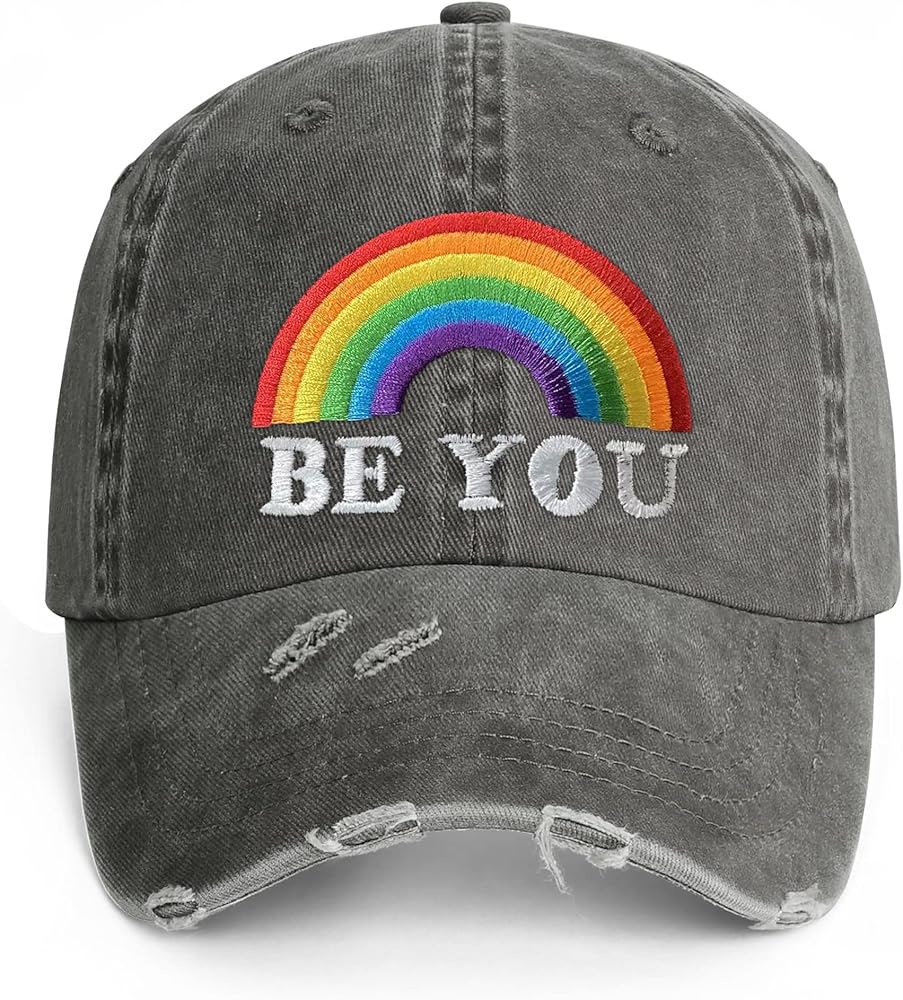 Pride Rainbow Trucker Hat for Men and Women, LGBT Embroidered Baseball Hats Adjustable Washable LGBTQ Baseball Cap Gifts